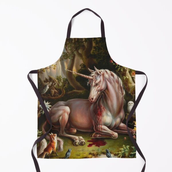 Item preview, White Fantasy Unicorn – Bleeding Magical Creature in Woods designed and sold by Obinne.