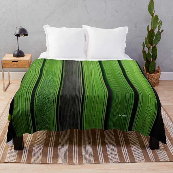 Green Zest on Charcoal – Modern Rustic Striped Wall Art Print - dePace' Throw Blanket