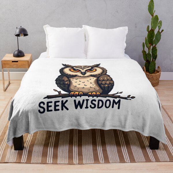 Item preview, "Seek Wisdom" Owl Digital Art Print - Inspiring Illustration for Knowledge and Learning designed and sold by www.contentcraze.in.