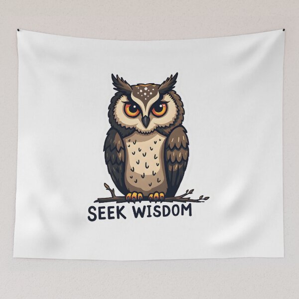 Item preview, "Seek Wisdom" Owl Digital Art Print - Inspiring Illustration for Knowledge and Learning designed and sold by www.contentcraze.in.