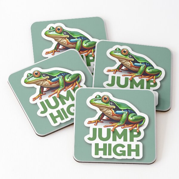 Item preview, "Jump High" Vibrant Frog Sticker - Motivational Decal for Reaching Goals designed and sold by www.contentcraze.in.