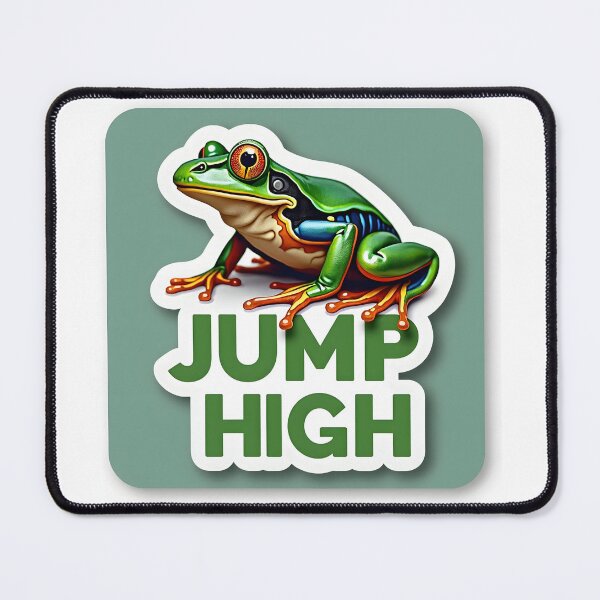 Item preview, "Jump High" Vibrant Frog Sticker - Motivational Decal for Reaching Goals designed and sold by www.contentcraze.in.