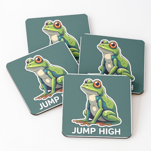 Item preview, "Jump High" Bold Frog Sticker - Motivational Decal for Reaching Your Potential designed and sold by www.contentcraze.in.