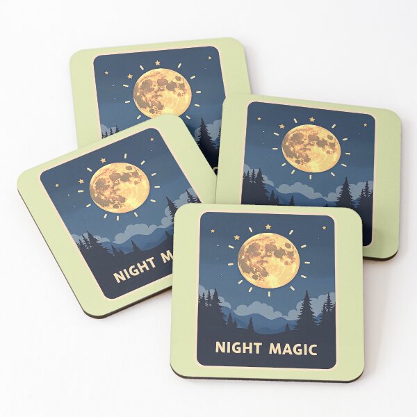 Item preview, "Night Magic" Moonlit Landscape Digital Art Print - Enchanting Celestial Scene designed and sold by www.contentcraze.in.