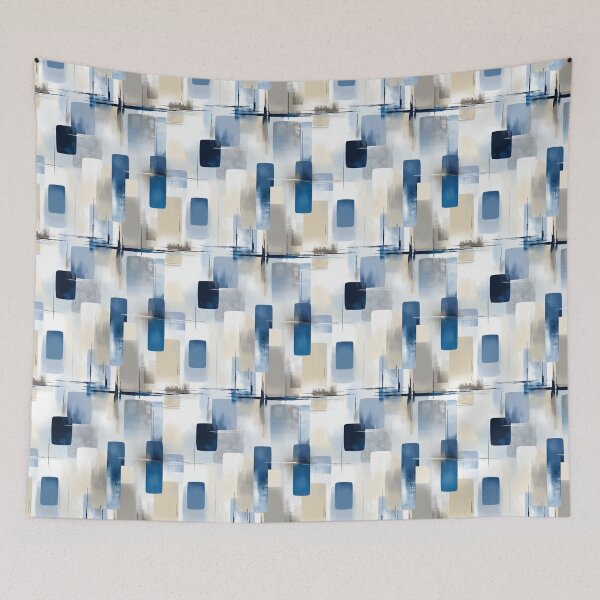 Item preview, Modern Coastal Geometry in Blue Mist and Sandstone designed and sold by Moisky Patterns.