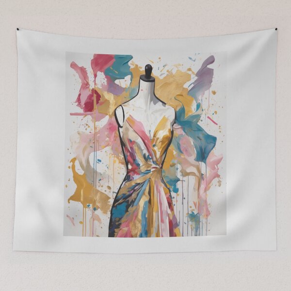 Item preview,  "Flowing Elegance: Stylized Mannequin with Abstract Fabrics" designed and sold by Artisticanvas.