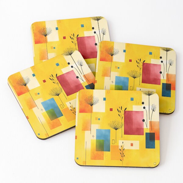 Item preview, Bold Retro Floral – Abstract Mid-Century on Vibrant Yellow designed and sold by Moisky Patterns.