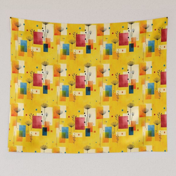 Item preview, Bold Retro Floral – Abstract Mid-Century on Vibrant Yellow designed and sold by Moisky Patterns.