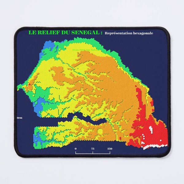 Item preview, Modern Topographic map of Senegal designed and sold by GeoTechDev.
