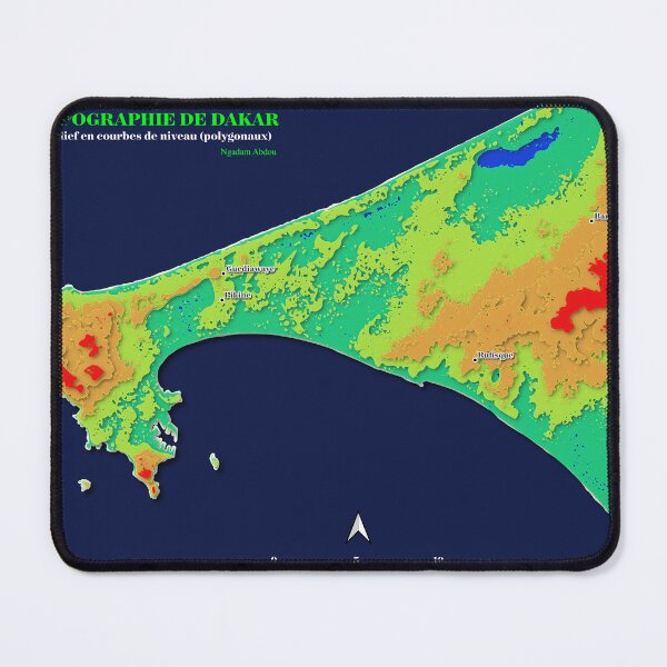 Item preview, Modern relief map of Dakar designed and sold by GeoTechDev.