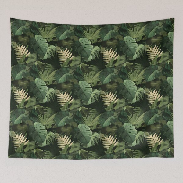 Item preview, Tropical Large Leave Deep Green Foliage Botanical Pattern designed and sold by GnosisCollage.