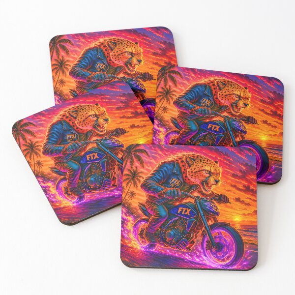 Item preview, FTX MC Cheetah Biker – Speed Beast on a Flaming Supermoto designed and sold by Fresh-Threads-X.