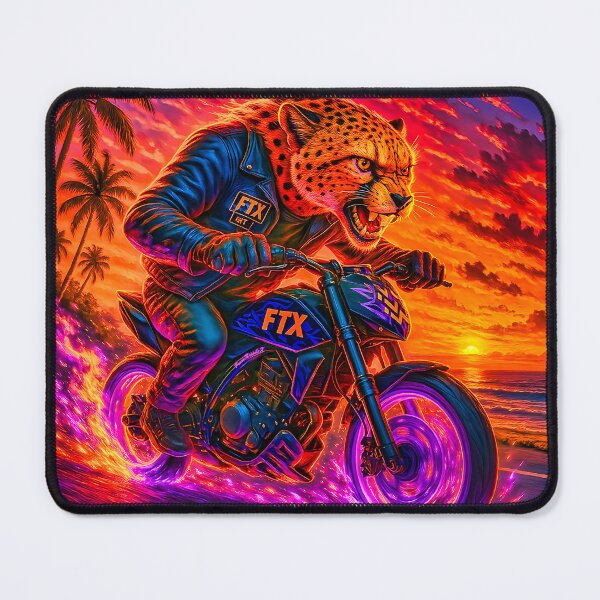 Item preview, FTX MC Cheetah Biker – Speed Beast on a Flaming Supermoto designed and sold by Fresh-Threads-X.
