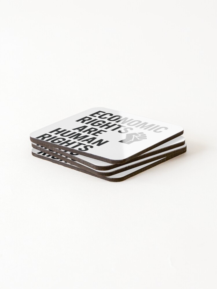 Thumbnail 4 of 5, Coasters (Set of 4), Economic Rights Are Human Rights designed and sold by EatTheRichMerch.