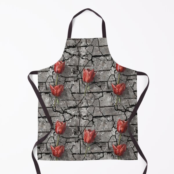 Item preview, Red Tulips Against Cracked Brick Textures Wall Background with Creative Contrast designed and sold by CoolPixels.