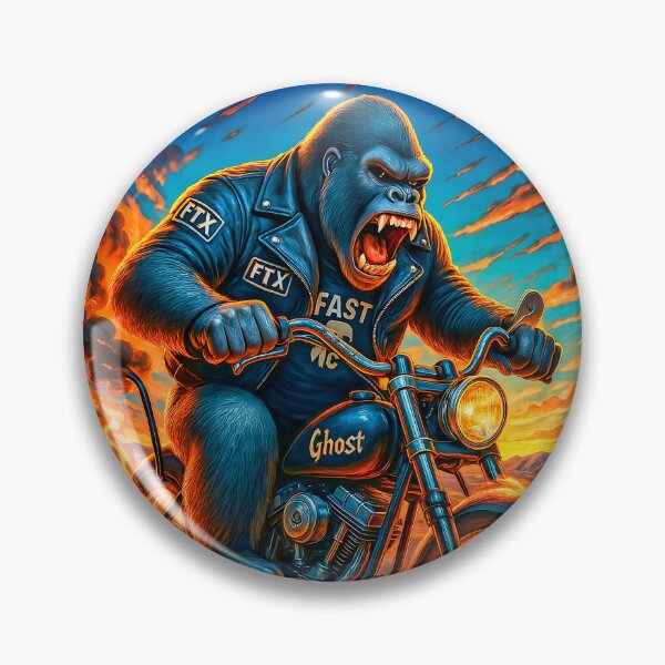 Item preview, FTX MC Gorilla Biker – Road Beast on a Flaming Desert Chopper designed and sold by Fresh-Threads-X.
