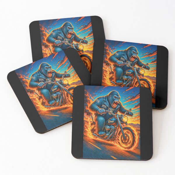Item preview, FTX MC Gorilla Biker – Road Beast on a Flaming Desert Chopper designed and sold by Fresh-Threads-X.