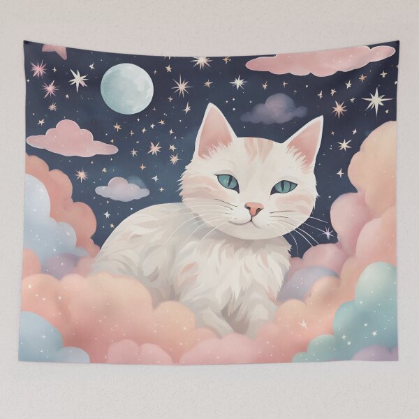 Item preview, Dreamy Cat In Erubean Shades designed and sold by Dream Bloom Gallery.