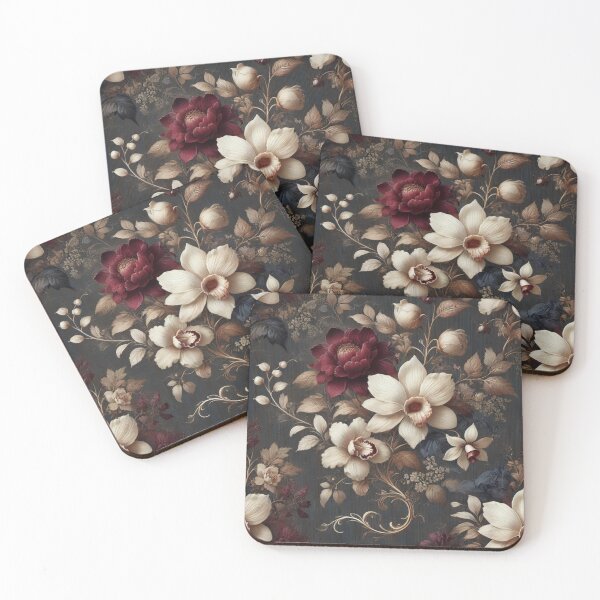 Item preview, Large Floral Motif With Ivory Black Base designed and sold by Dream Bloom Gallery.