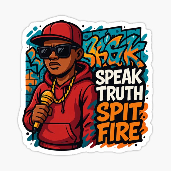 Vista previa del artículo con la obra «Ilustración de rapero con sudadera roja y micrófono dorado, arte de grafiti urbano», diseñado y vendido por lubushop1.