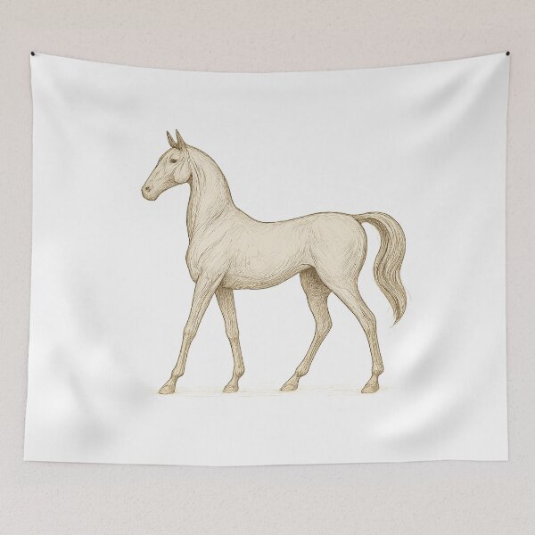 Item preview, Grace in Lines – Elegant Akhal-Teke Vintage Sketch designed and sold by ByMDK.