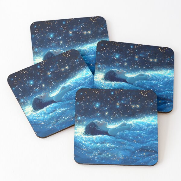 Item preview, A peaceful lady figure lying under a glowing canopy of stars designed and sold by wonderisland.