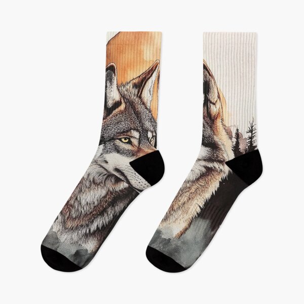 Item preview, Watercolor wolves wildlife print designed and sold by dcrc.