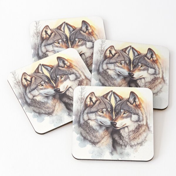 Item preview, Watercolor wolves wildlife print designed and sold by dcrc.