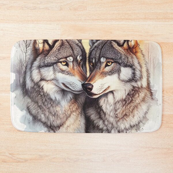 Item preview, Watercolor wolves wildlife print designed and sold by dcrc.