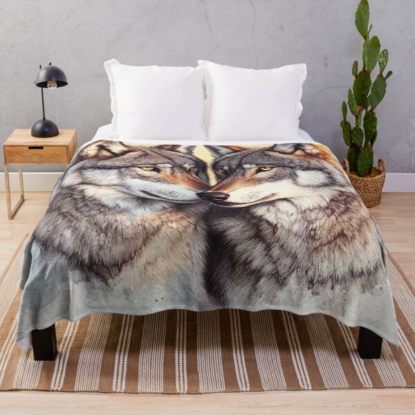 Item preview, Watercolor wolves wildlife print designed and sold by dcrc.
