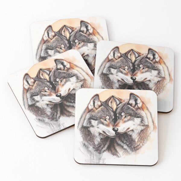 Item preview, Watercolor wolves wildlife print designed and sold by dcrc.