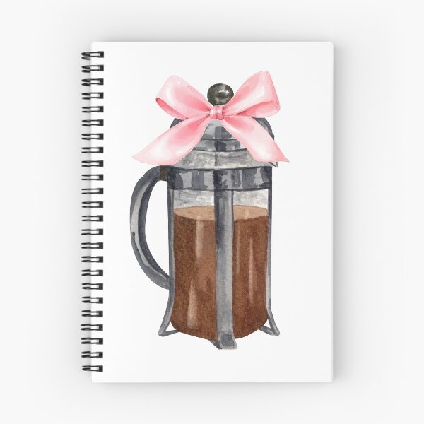 Item preview, French Press Coffee with Pink Bow – Coquette Café Watercolor Aesthetic designed and sold by DivinePassion.