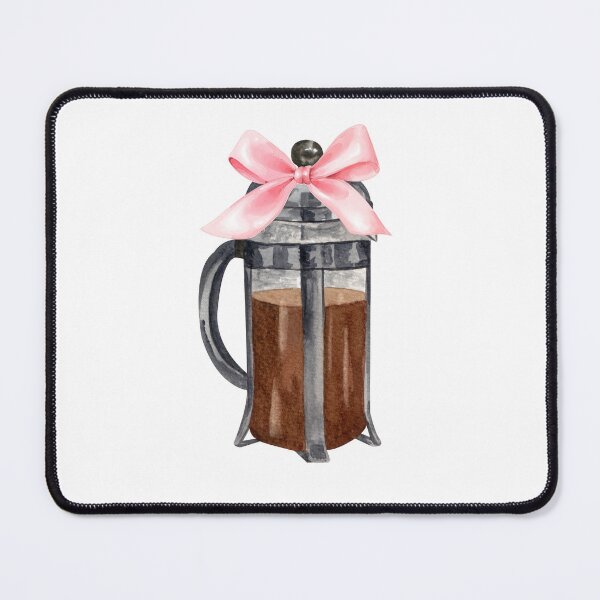 Item preview, French Press Coffee with Pink Bow – Coquette Café Watercolor Aesthetic designed and sold by DivinePassion.