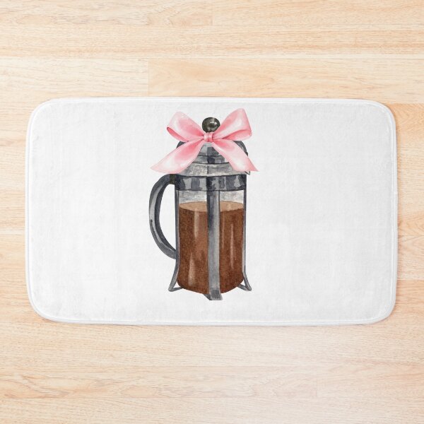 Item preview, French Press Coffee with Pink Bow – Coquette Café Watercolor Aesthetic designed and sold by DivinePassion.