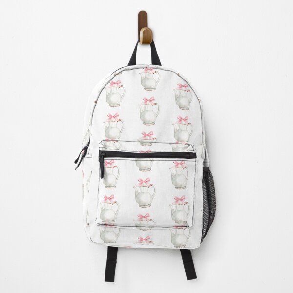 Item preview, Ivory and Gold Teapot with Pink Bow – Coquette Tea Party Watercolor Aesthetic designed and sold by DivinePassion.