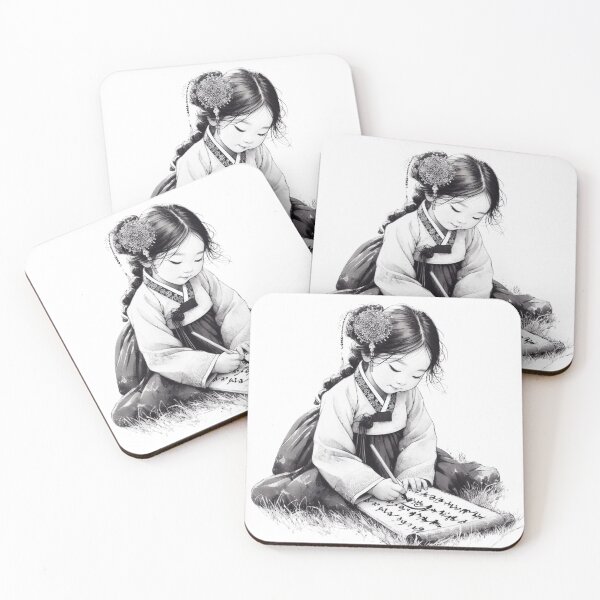 Item preview, Traditional Korean Hanbok Girl Calligraphy Art designed and sold by Leo-stella.