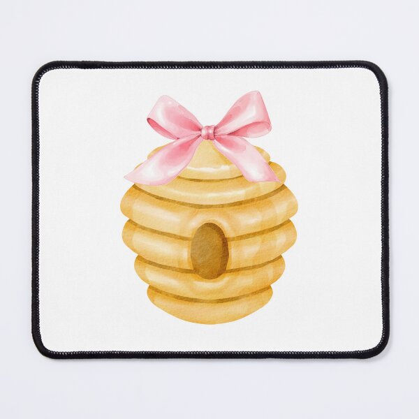 Item preview, Bee Hive with Pink Bow – Coquette Cottagecore Beekeeping Watercolor Art designed and sold by DivinePassion.