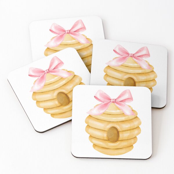 Item preview, Bee Hive with Pink Bow – Coquette Cottagecore Beekeeping Watercolor Art designed and sold by DivinePassion.