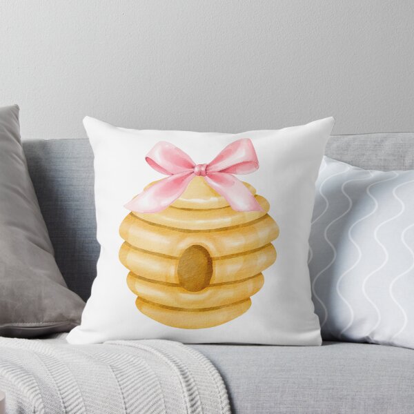 Item preview, Bee Hive with Pink Bow – Coquette Cottagecore Beekeeping Watercolor Art designed and sold by DivinePassion.