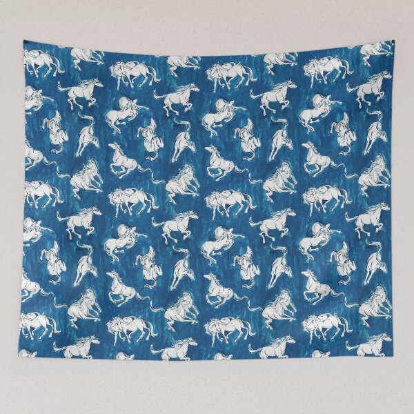 Item preview, Wild Horses in Indigo Motion designed and sold by Hadamundo.