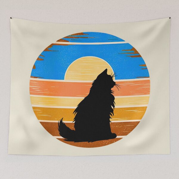 Item preview, Maine Coon Cat Vintage Sunset – Retro Feline Silhouette Art for Cat Lovers designed and sold by Fredster1966.