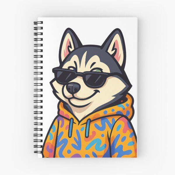 Aperçu de l'œuvre Husky de dessin animé cool avec un sweat à capuche coloré créée et vendue par ImagineCorner.