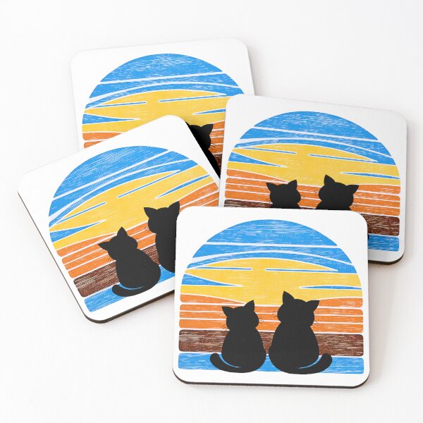 Item preview, Two Cats Vintage Sunset – Retro Silhouette Design for Cat Lovers designed and sold by Fredster1966.