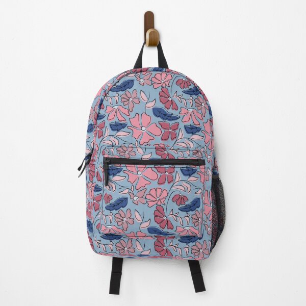 Item preview, Pink and Blue Hand Drawn Floral Block Print designed and sold by idovedesign.