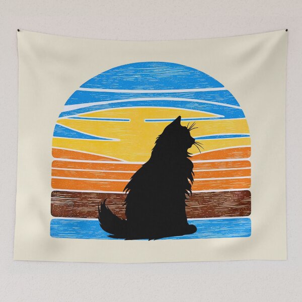 Item preview, Maine Coon Cat Vintage Sunset – Retro Feline Silhouette Art for Cat Lovers designed and sold by Fredster1966.