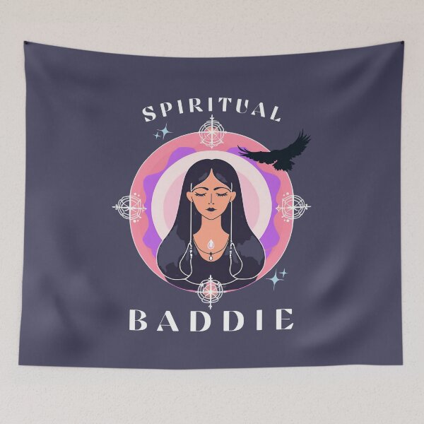 Item preview, “Spiritual Baddie” - Divine Feminine Oracle with Cosmic Raven Guide designed and sold by beaniedreamie.