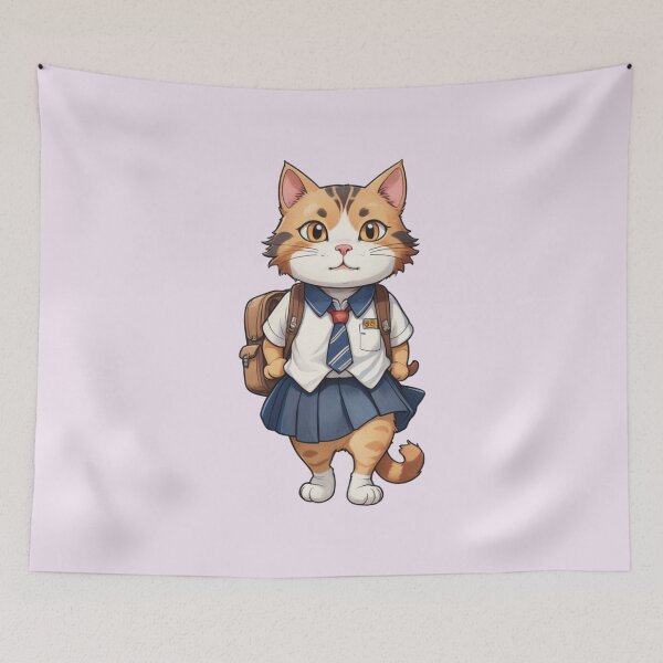 Item preview,  Cute Cat Student Girl with a Bag – Stylish and Adorable designed and sold by Babayaa.