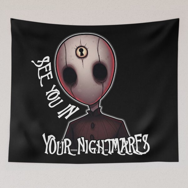 Item preview, Creepy Keyhole Face Horror Character – See You In Your Nightmares Quote designed and sold by shypixels.