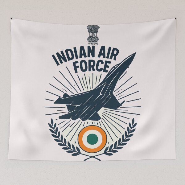 Item preview, Indian Air Force Jet Takeoff – Emblem and Tricolor Roundel designed and sold by Places On Earth.