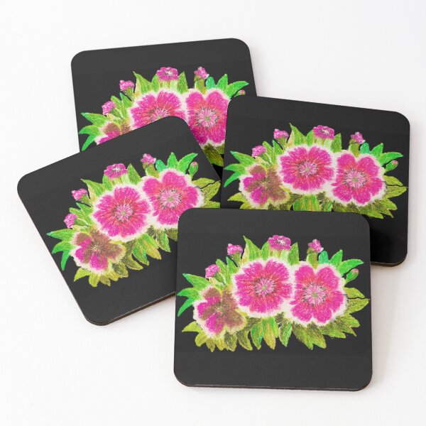 Item preview, pink white Dianthus flowers designed and sold by tintingouw.
